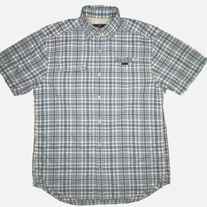 Vineyard Vines Harbor Shirt Mens Sz S Blue Plaid Short Sleeve Vented Performance